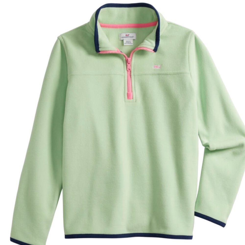 Vineyard Vines Girls Harbor Fleece 1/2 Zip- “Mint Sprig”